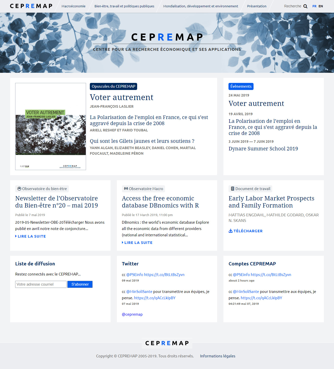 Page d'accueil du site du CEPREMAP